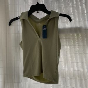 Black,white,brown,green collar tank top